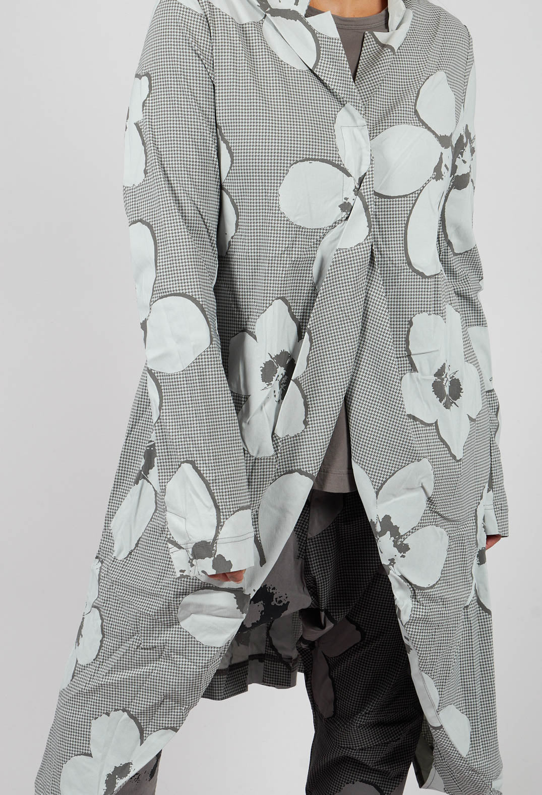 Fitted Coat in Dark Grey Print - 3441219