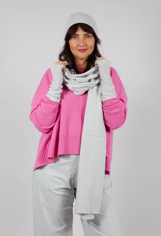 Scarf with Ribbed Detail in Light Grey - 3457704