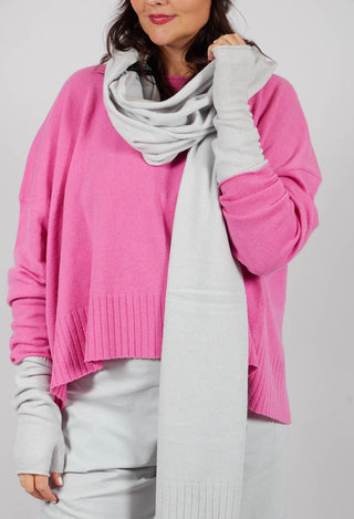 Scarf with Ribbed Detail in Light Grey - 3457704