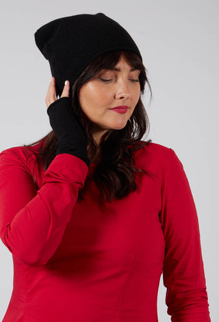 Ribbed Beanie Hat in Black - 3454606