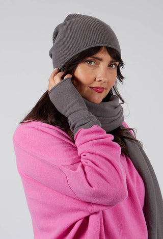 Ribbed Beanie Hat in Dark Grey - 3454606