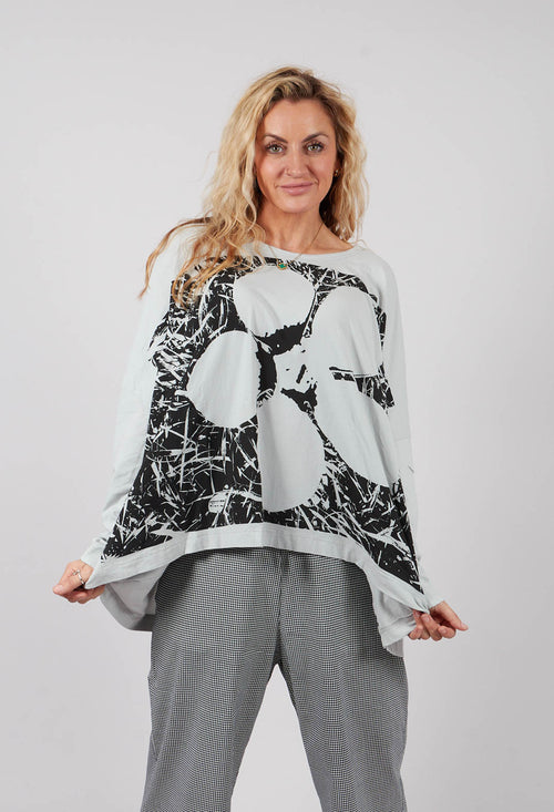 Long Sleeve T-Shirt with Motif in Light Grey Print - 3470503