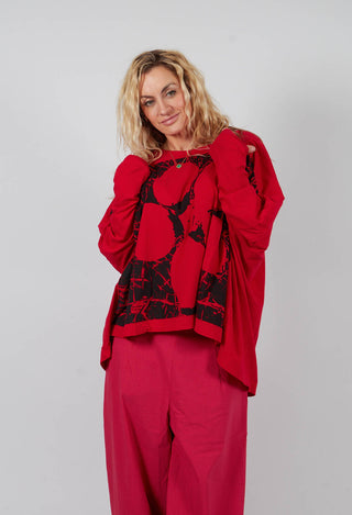 Long Sleeve T-Shirt with Motif in Rose Print - 3470503