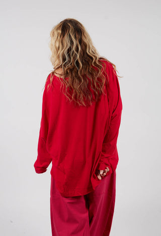 Long Sleeve T-Shirt with Motif in Rose Print - 3470503