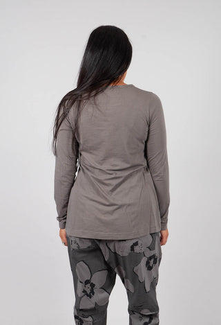 Long Sleeve T-Shirt with Tulip Hem in Dark Grey - 3470509