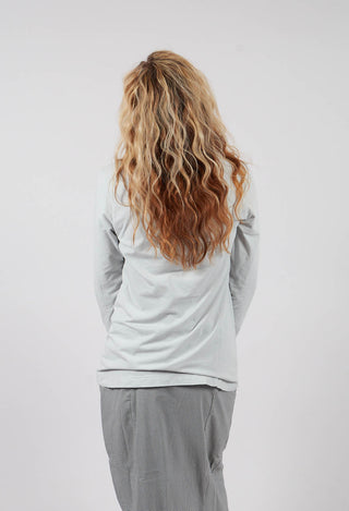 Long Sleeve T-Shirt with Tulip Hem in Light Grey - 3470509