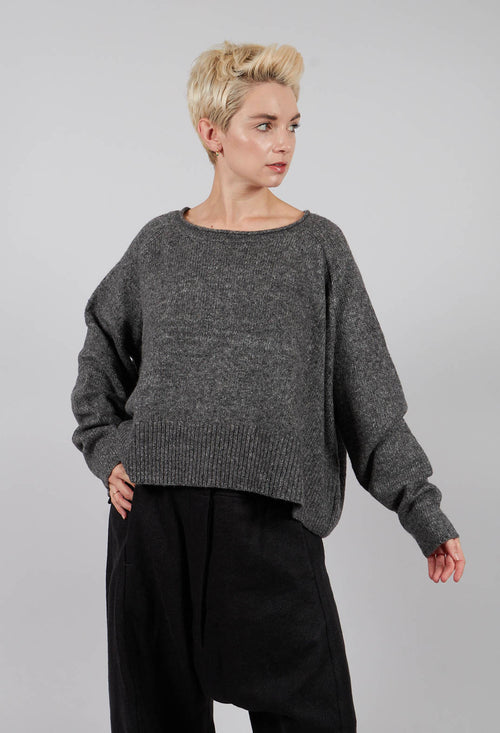 Relaxed Knitted Jumper in Dark Grey - 3480702