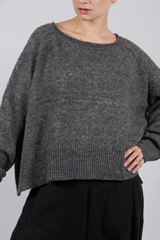 Relaxed Knitted Jumper in Dark Grey - 3480702
