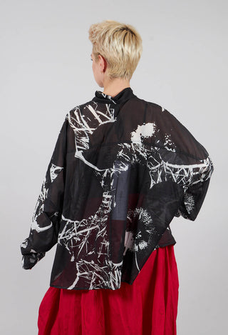 Relaxed Cotton Shirt in Black Off White Print - 3600401