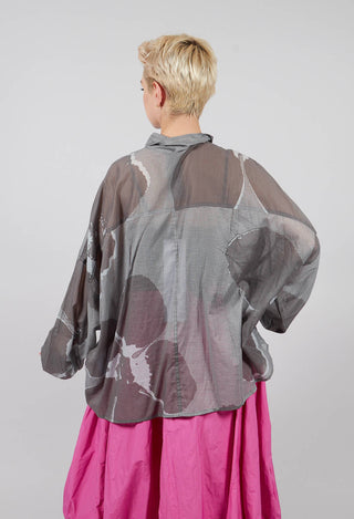 Relaxed Cotton Shirt in Dark Grey Print - 3600401