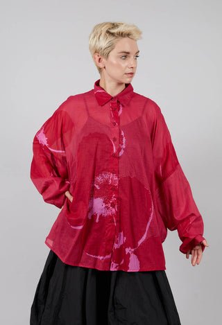 Relaxed Cotton Shirt in Rose Print - 3600401