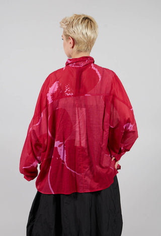 Relaxed Cotton Shirt in Rose Print - 3600401