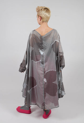 Oversized Cotton Dress in Dark Grey Print - 3600905