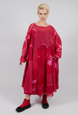 Oversized Cotton Dress in Rose Print - 3600905