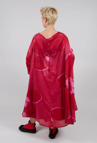 Oversized Cotton Dress in Rose Print - 3600905