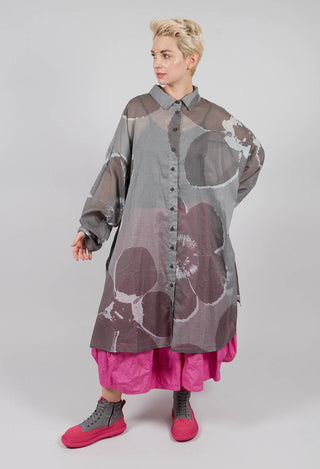 Oversized Shirt Dress in Dark Grey Print - 3600907