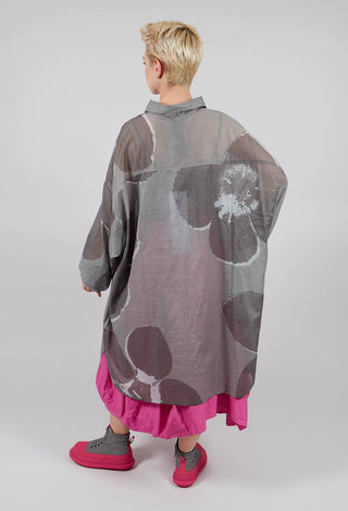 Oversized Shirt Dress in Dark Grey Print - 3600907