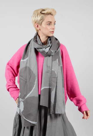 Oversized Lightweight Scarf in Dark Grey Print - 3601408