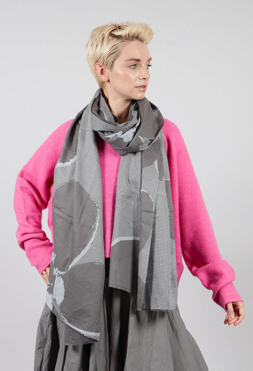 Oversized Lightweight Scarf in Dark Grey Print - 3601408