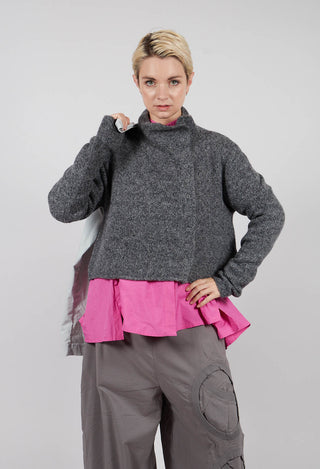 Button Through Cardigan in Dark Grey - 3617103