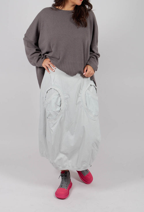 Tulip Skirt with Circular Pockets in Light Grey - 3630308