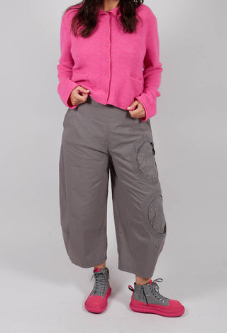 Balloon Leg Trousers with Circular Pocket Detail in Dark Grey - 3630109