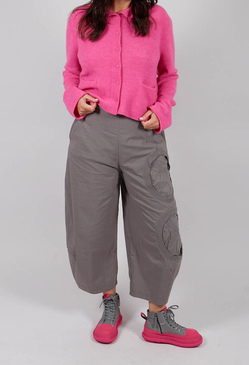 Balloon Leg Trousers with Circular Pocket Detail in Dark Grey - 3630109