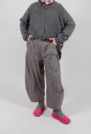 Balloon Leg Trousers with Circular Pocket Detail in Dark Grey - 3630109