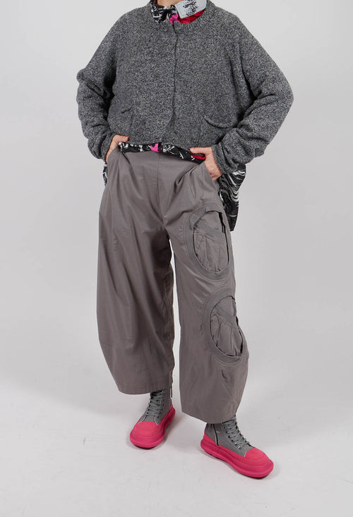 Balloon Leg Trousers with Circular Pocket Detail in Dark Grey - 3630109
