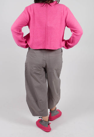 Balloon Leg Trousers with Circular Pocket Detail in Dark Grey - 3630109