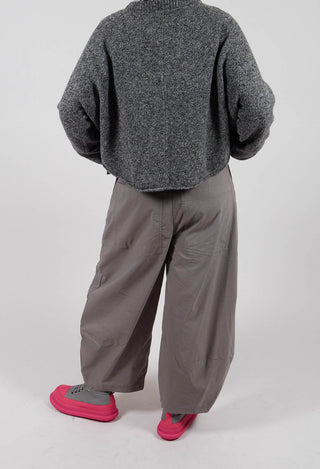 Balloon Leg Trousers with Circular Pocket Detail in Dark Grey - 3630109
