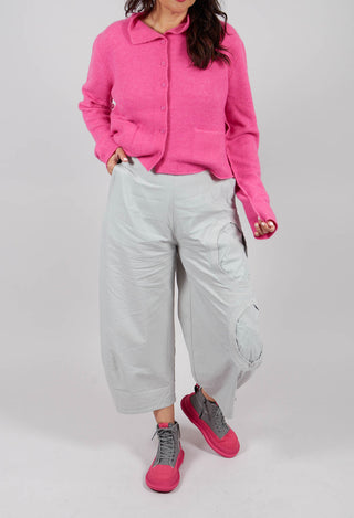 Balloon Leg Trousers with Circular Pocket Detail in Light Grey - 3630109