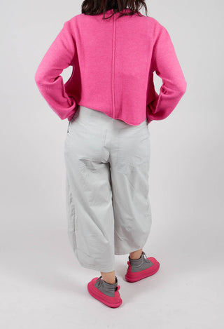 Balloon Leg Trousers with Circular Pocket Detail in Light Grey - 3630109