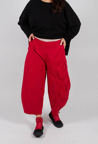 Balloon Leg Trousers with Circular Pocket Detail in Rose - 3630109