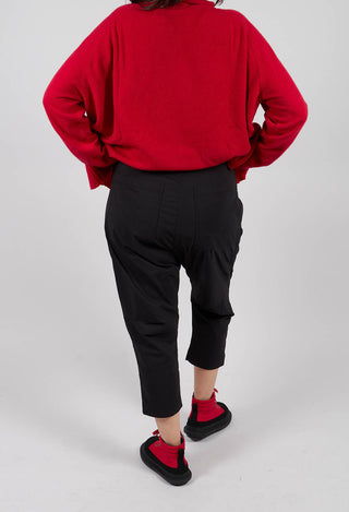Drop Crotch Trousers with Circular Pocket Detail in Black - 3630110