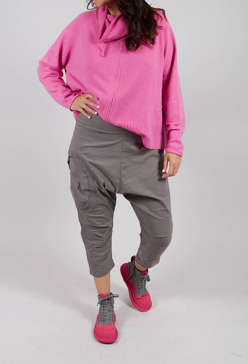 Drop Crotch Trousers with Circular Pocket Detail in Dark Grey - 3630110