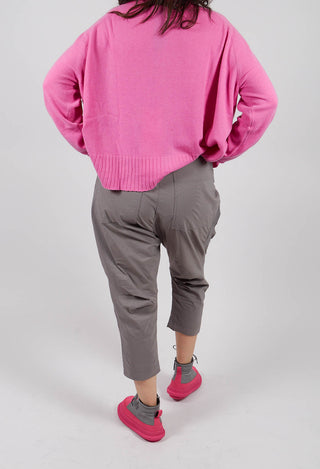Drop Crotch Trousers with Circular Pocket Detail in Dark Grey - 3630110