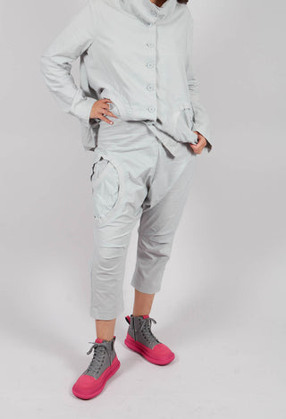 Drop Crotch Trousers with Circular Pocket Detail in Light Grey - 3630110