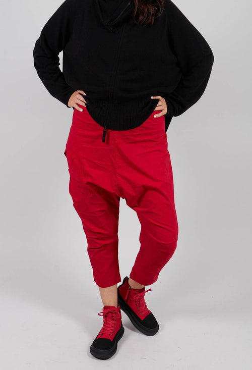 Drop Crotch Trousers with Circular Pocket Detail in Rose - 3630110