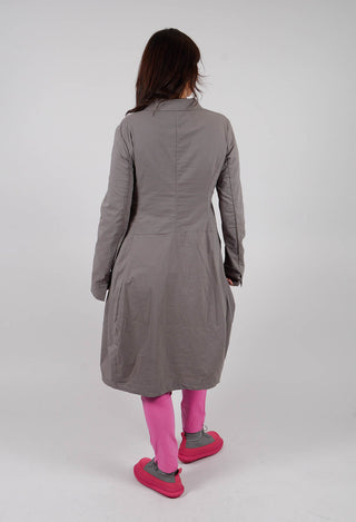 Tulip Hem Coat with Circular Pockets in Dark Grey - 3631213