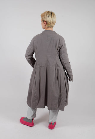 Tulip Hem Coat with Circular Pockets in Dark Grey - 3631213