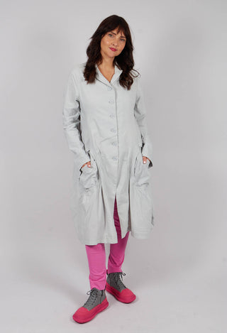 Tulip Hem Coat with Circular Pockets in Light Grey - 3631213
