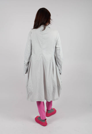 Tulip Hem Coat with Circular Pockets in Light Grey - 3631213