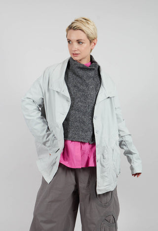 High Neck Jacket with Circular Pockets in Light Grey - 3631114