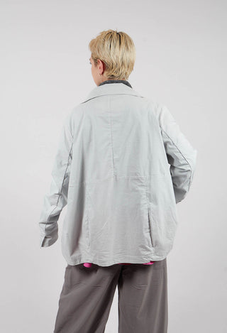 High Neck Jacket with Circular Pockets in Light Grey - 3631114