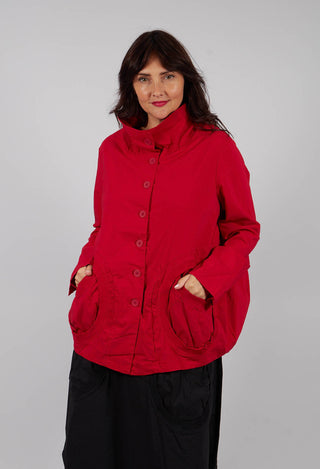 High Neck Jacket with Circular Pockets in Rose - 3631114