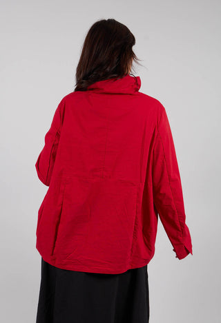 High Neck Jacket with Circular Pockets in Rose - 3631114