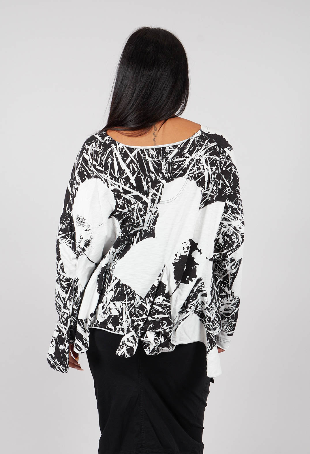 Long Sleeve T-Shirt in Black Off White Print - 3640501