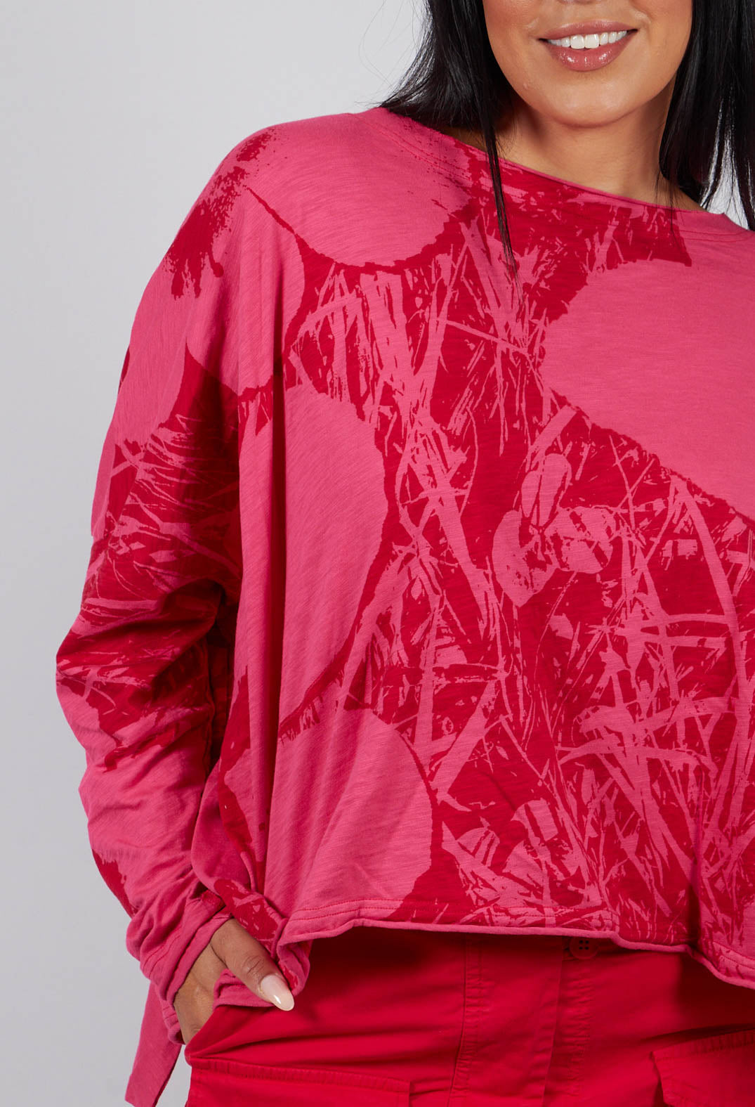 Long Sleeve T-Shirt in Rose Print - 3640501