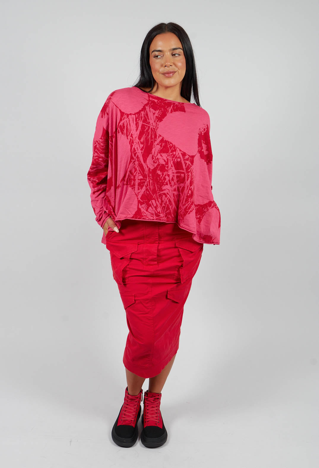 Long Sleeve T-Shirt in Rose Print - 3640501